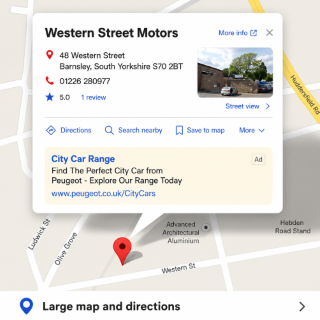 Map showing Western Street Motors location